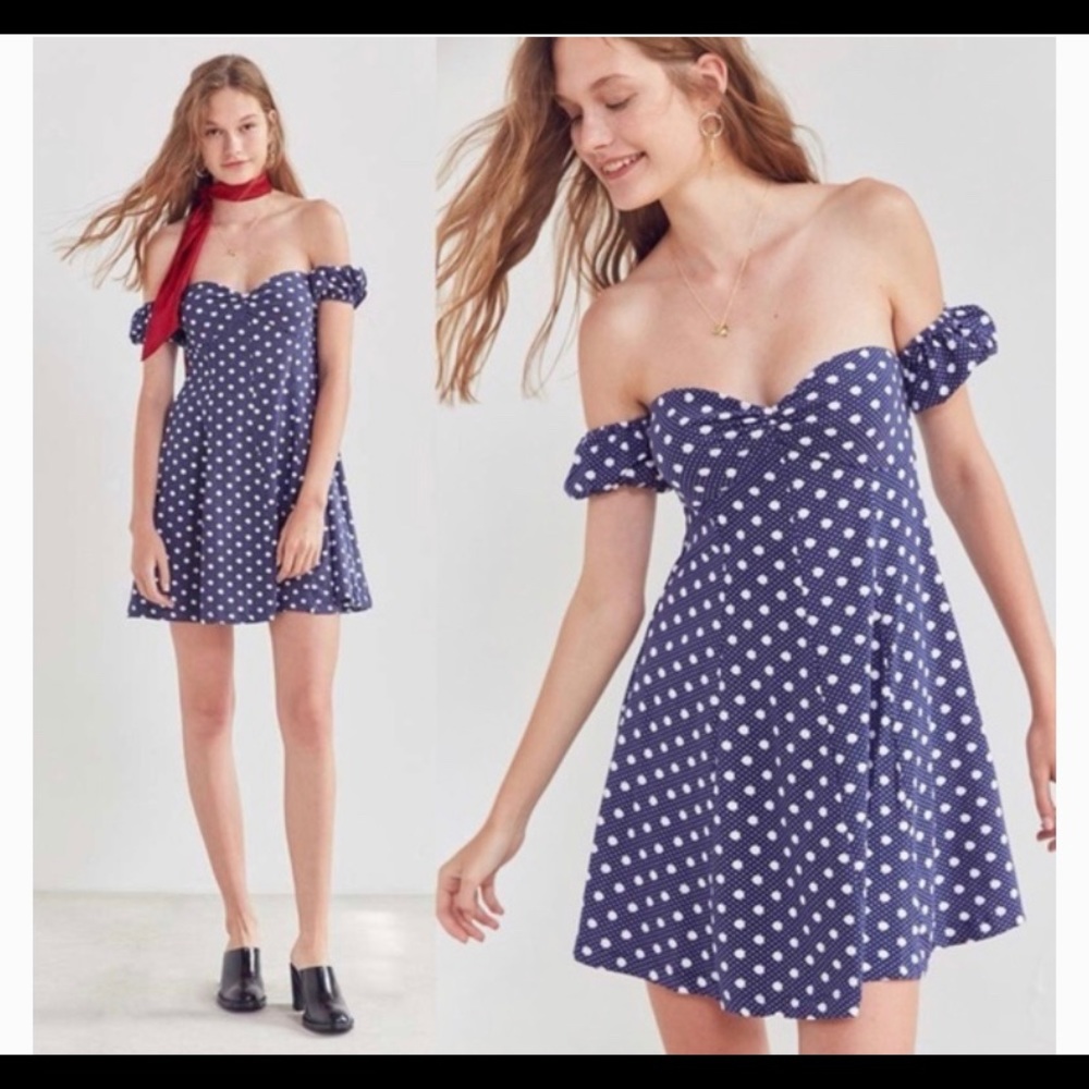 Kimchi Blue Melissa Polka Dot Off Shoulder Dress